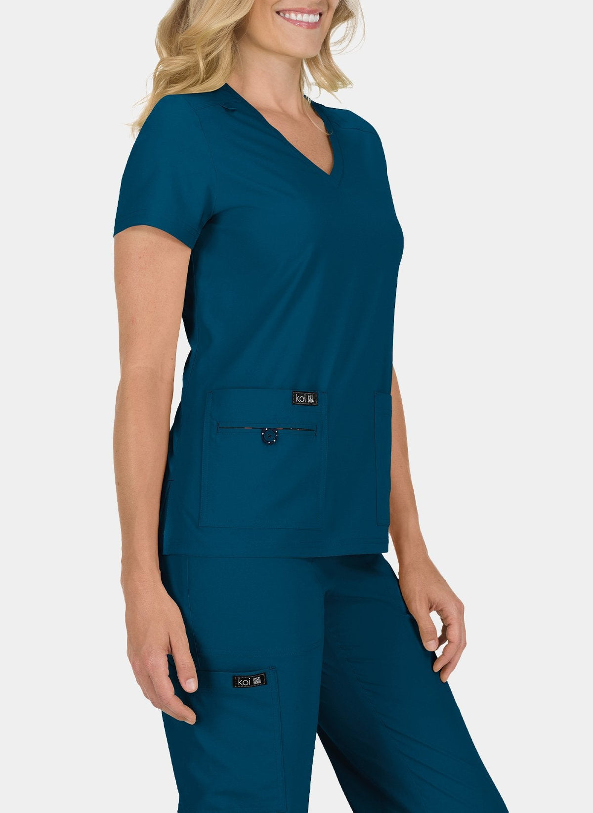 Blouse médicale femme Koi Basics Becca - Bleu Caraïbes, dos
