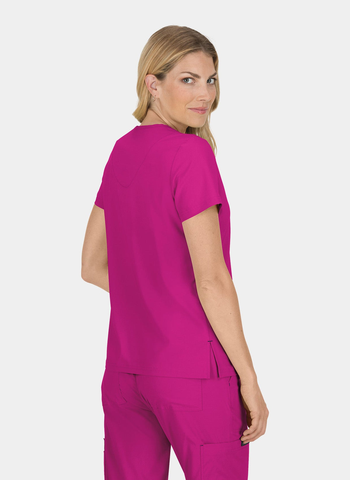 Blouse médicale femme Koi Basics Becca - Rose azalée, dos