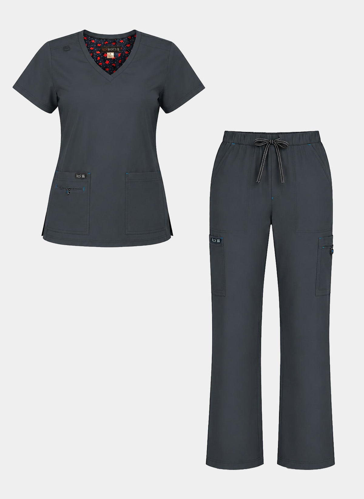 Ensemble médical femme Koi Basics Becca + Holly - Anthracite, porté