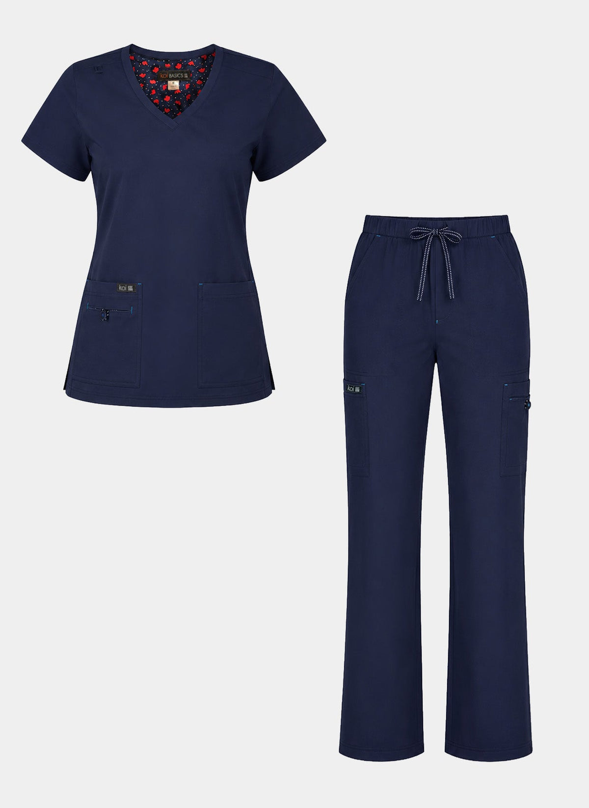 Ensemble médical femme Koi Basics Becca + Holly - Bleu marine, porté