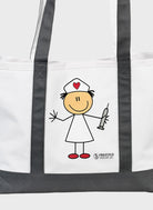 Grand tote bag Prestige à motif infirmière, détail de la poche intérieure et du porte-clés