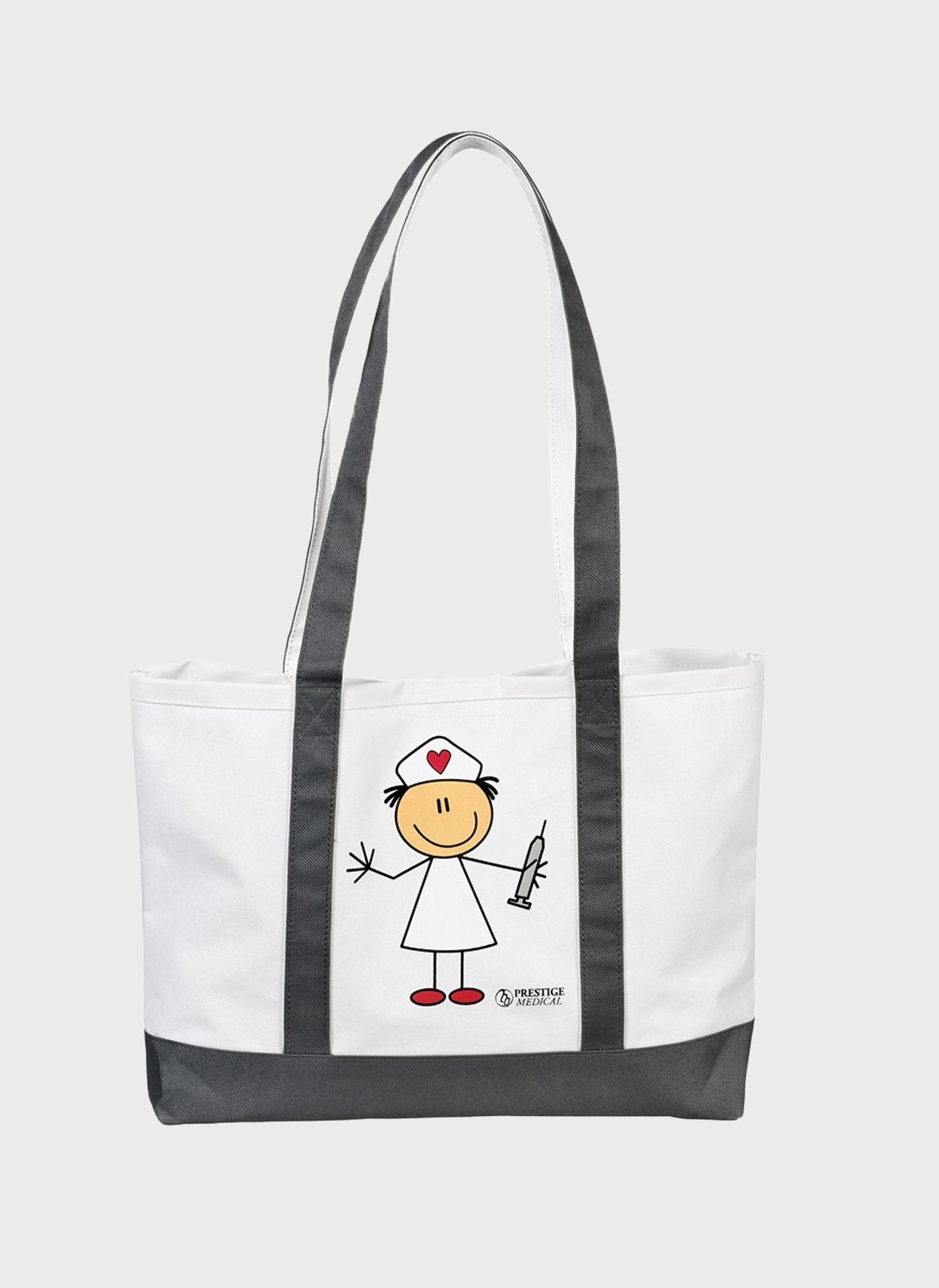 Grand tote bag Prestige à motif infirmière, gris, vue de face