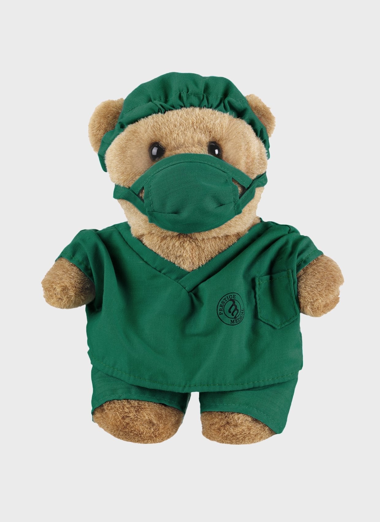 Ours en peluche Docteur Blouse en tenue médicale verte avec calot et masque