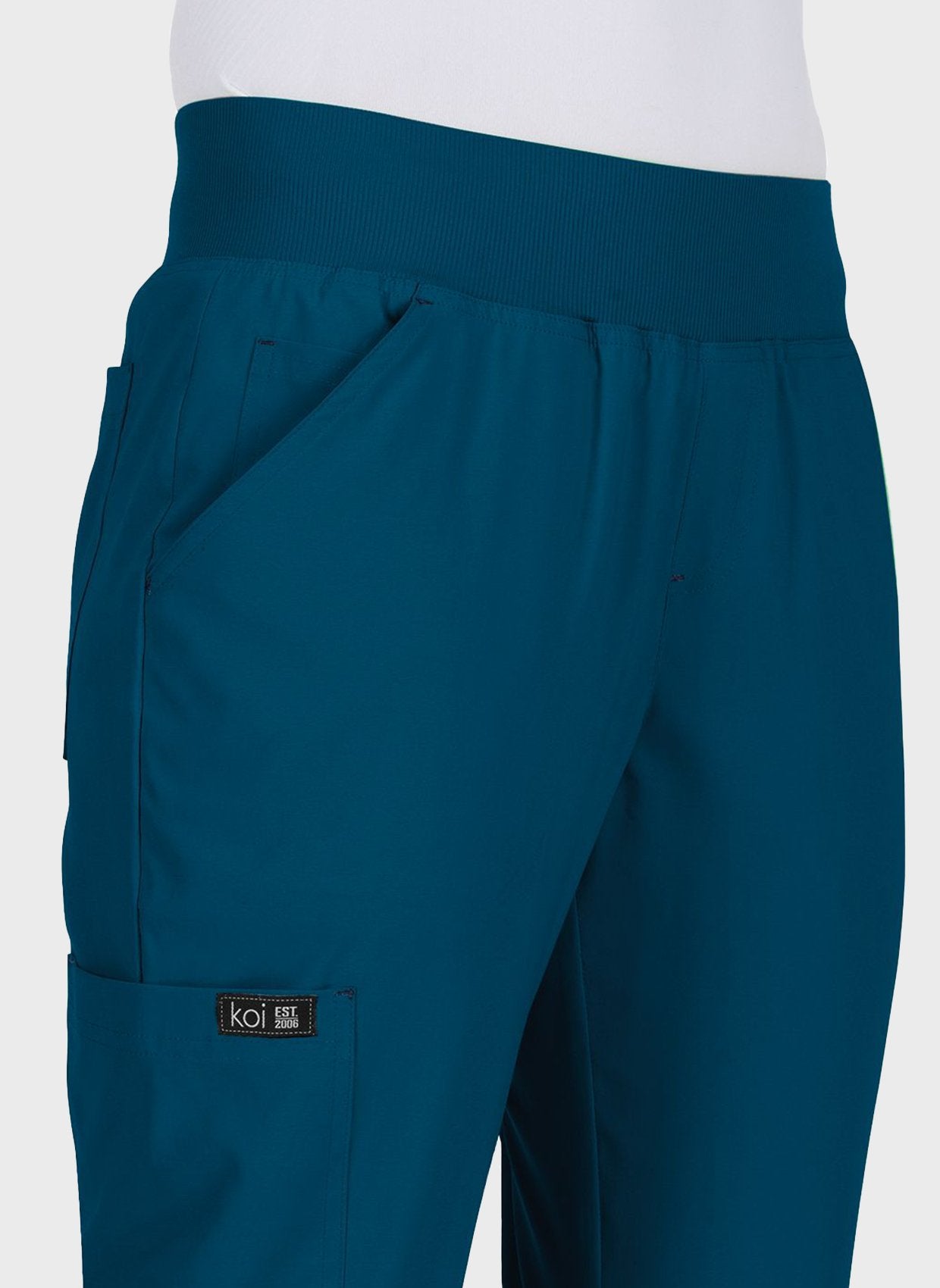 Pantalon médical femme Koi Basics Laurie Poche - Bleu Caraïbes