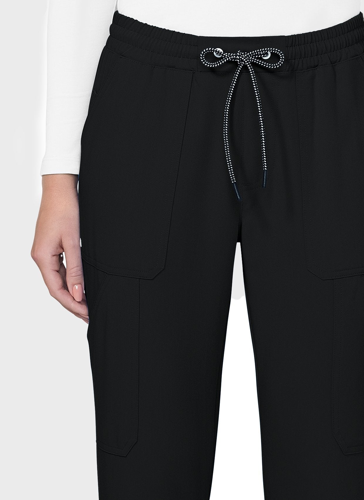 Pantalon médical femme Koi Next Gen Bonnes ondes noir gros plan