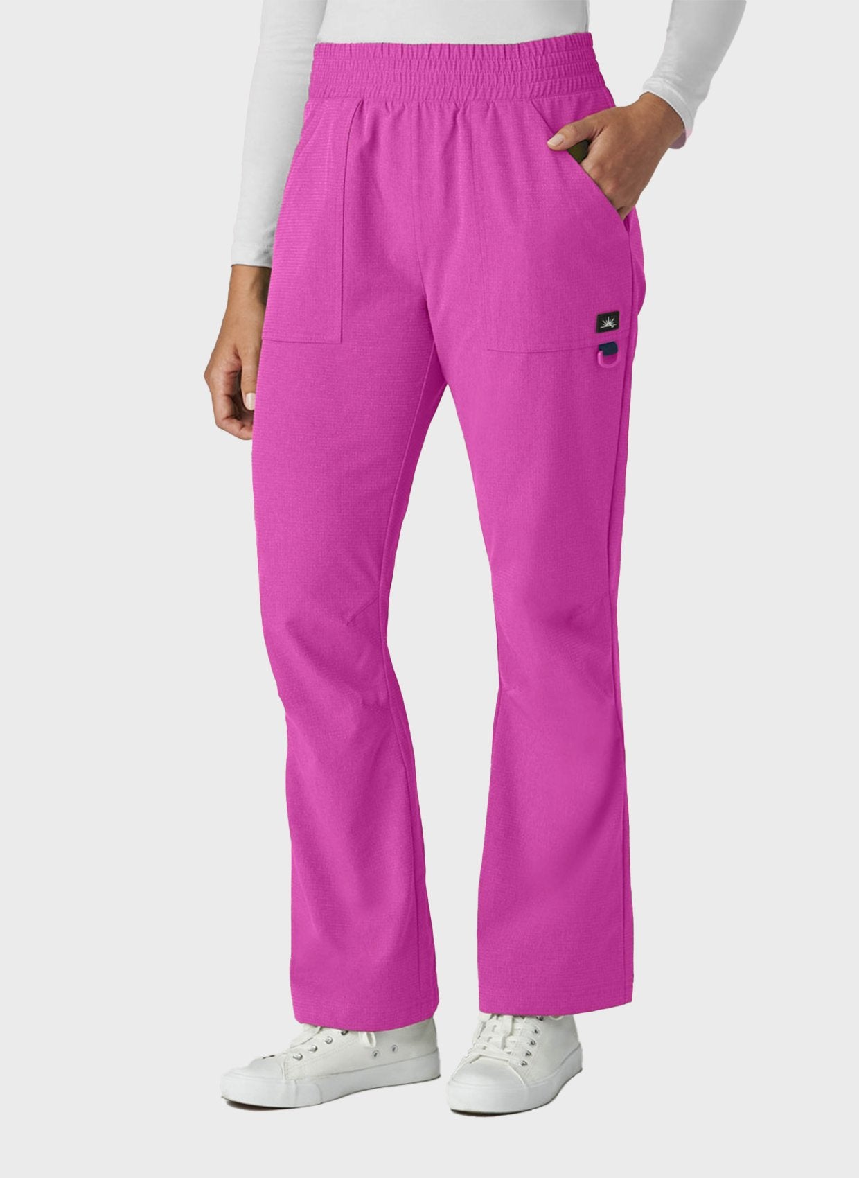 Pantalon médical femme Koi Solis Rory - Rose hibiscus, vue de face