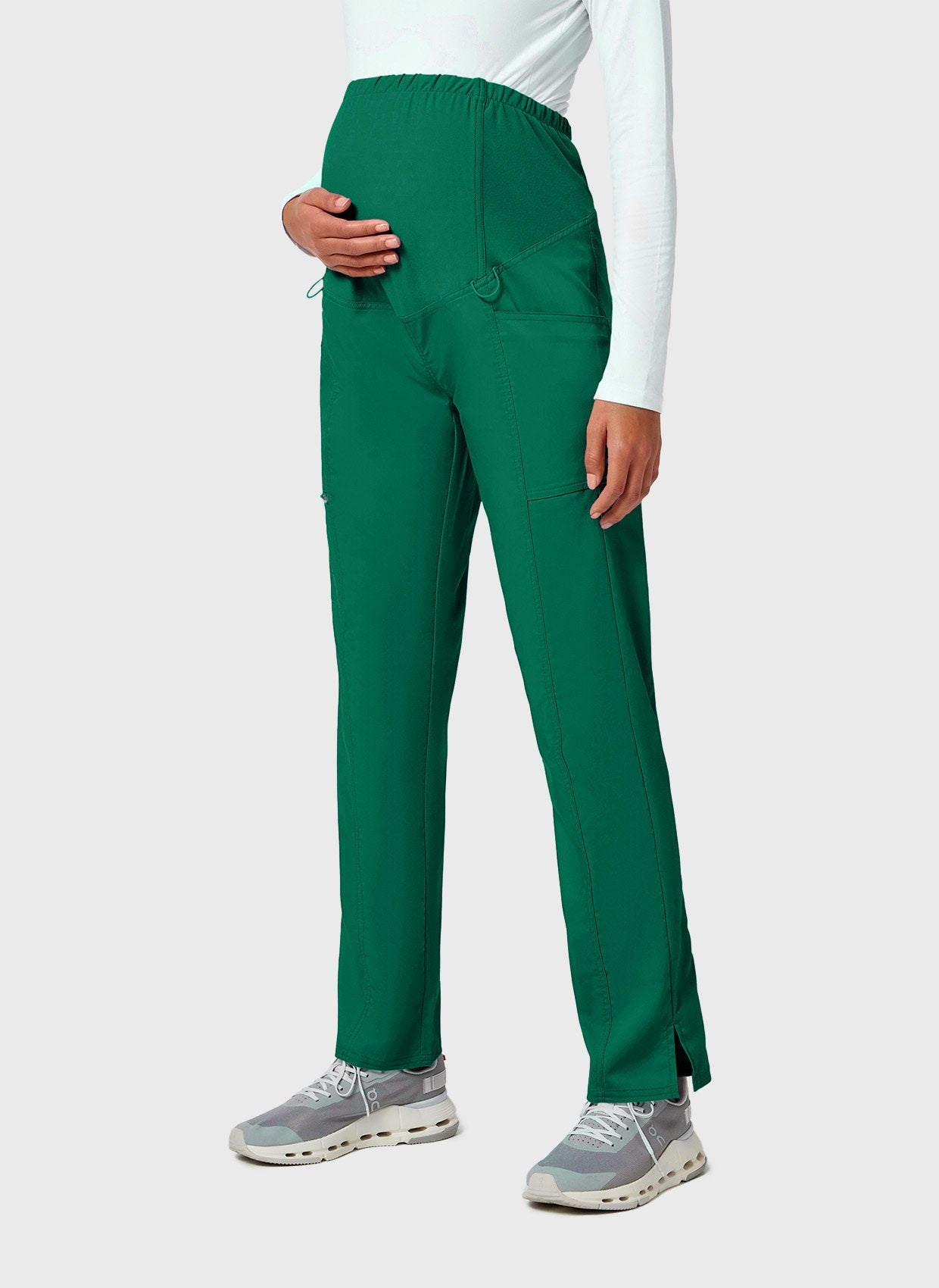 pantalon maternite cherokee revolution vert foret face main sur le ventre