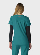 Blouse médicale femme Koi Next Gen Agitation et passion bleu canard dos
